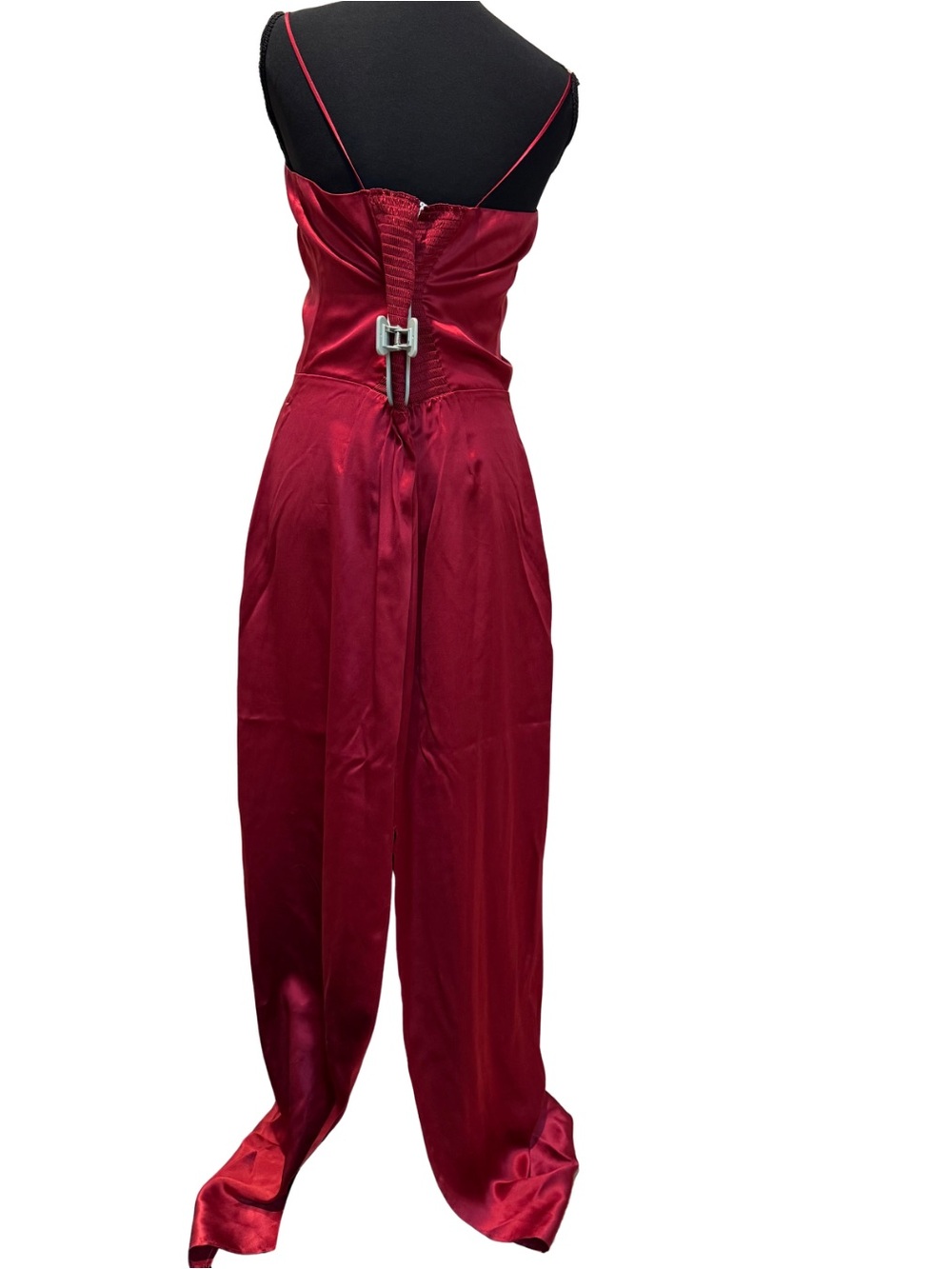 NWT Reformation Frankie Silk Maxi Dress Burgundy Rosette Size 10 - Picture 4 of 10